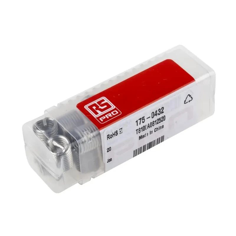 RS PRO Thread Repair Insert M8 x 1.25 mm Thread, Drill Size 8.3 mm, 16 mm Length, 304 Stainless Steel 175-0432