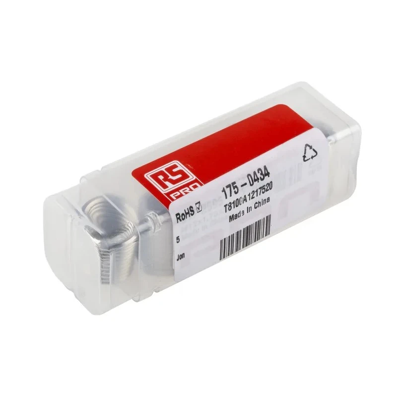 RS PRO Thread Repair Insert, M12 Thread Size, Drill Size 12.4 mm, Thread Length 24mm, 304 Stainless Steel 175-0434