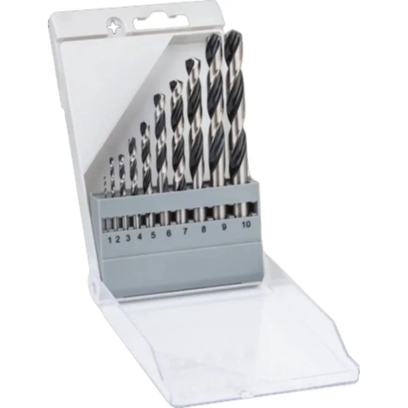 Bosch 10-Piece Twist Drill Bit Set for Metal with 1 mm to 10 mm Sizes Steel Bits 2608577348