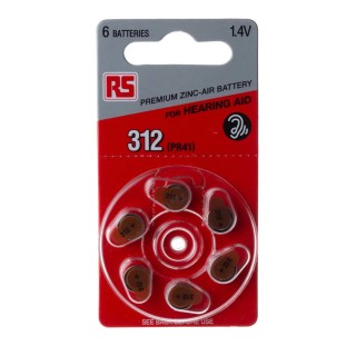 RS PRO PR41 Zinc Air Button Battery 1.4 V 7.9 mm Diameter 175 mAh 6 Pack PR41