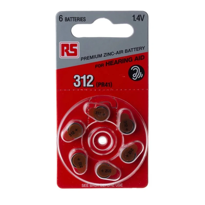 RS PRO PR41 Zinc Air Button Battery 1.4 V 7.9 mm Diameter 175 mAh 6 Pack PR41