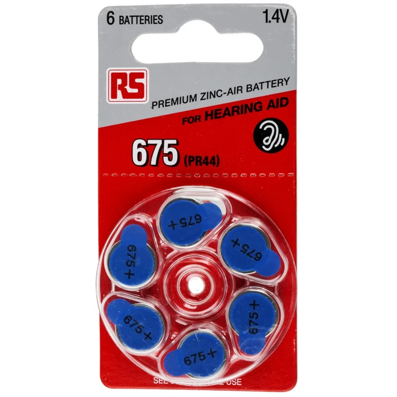 RS PRO Zinc Air Button Battery PR44, 1.4 V, 650 mAh Capacity, 11.6 mm Diameter, Pack of 6 PR44