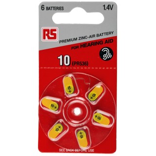 RS PRO Zinc Air PR70 Button Battery 1.4 V 100mAh 5.8 mm Diameter 6 Pack 801-0733