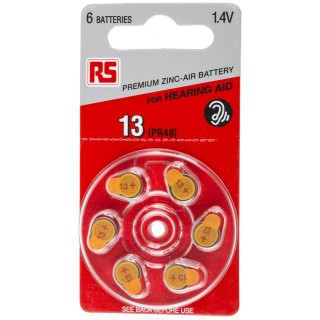RS PRO PR48 Zinc Air Button Battery 1.4 V, 7.9 mm Diameter, 95 mAh Capacity, 6 Pack 801-0727