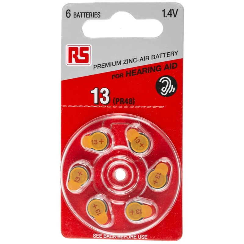 RS PRO PR48 Zinc Air Button Battery 1.4 V, 7.9 mm Diameter, 95 mAh Capacity, 6 Pack 801-0727