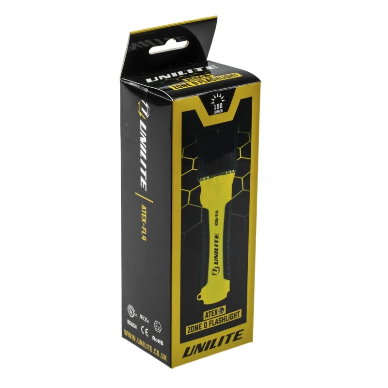 Unilite ATEX LED Torch Yellow 150 lm, 174 mm ATEX-FL4