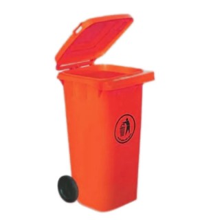 RS PRO 120L Red Flip Polypropylene Dustbin with Wheels 935mm Height 480mm Width 560mm Depth 236-4387