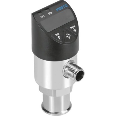 Festo Pressure Sensor with IP67, IP65 Rating, 10 bar Maximum Pressure, 35V DC, 80°C Operating SPAW-P10R-G14F-2P-M12