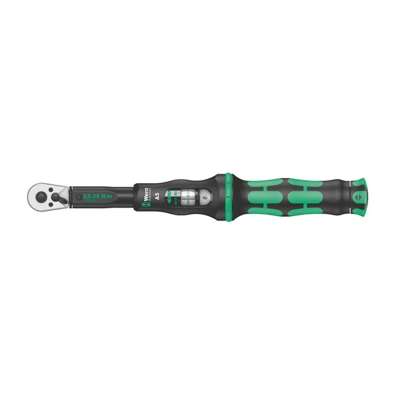 Wera Click-Torque A 5 Click Torque Wrench, 2.5 To 25 Nm Torque Range, 1/4 in Square Drive, 290mm Overall Length 05075604001