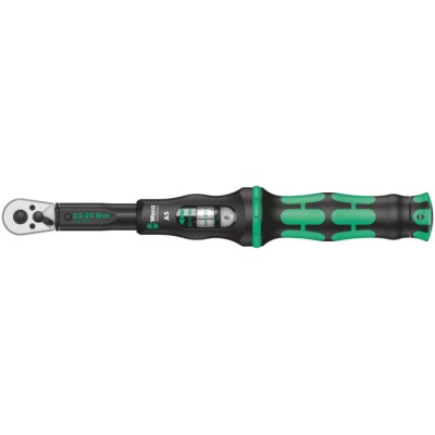 Wera Click Torque Wrench, 2.5 to 25 Nm Torque Range, 1/4 in Hex Drive, 290mm Overall Length, Click-Torque A 6 05075605001