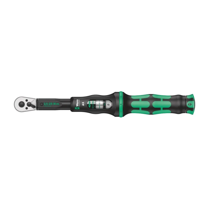 Wera Click Torque Wrench, 2.5 to 25 Nm Torque Range, 1/4 in Hex Drive, 290mm Overall Length, Click-Torque A 6 05075605001