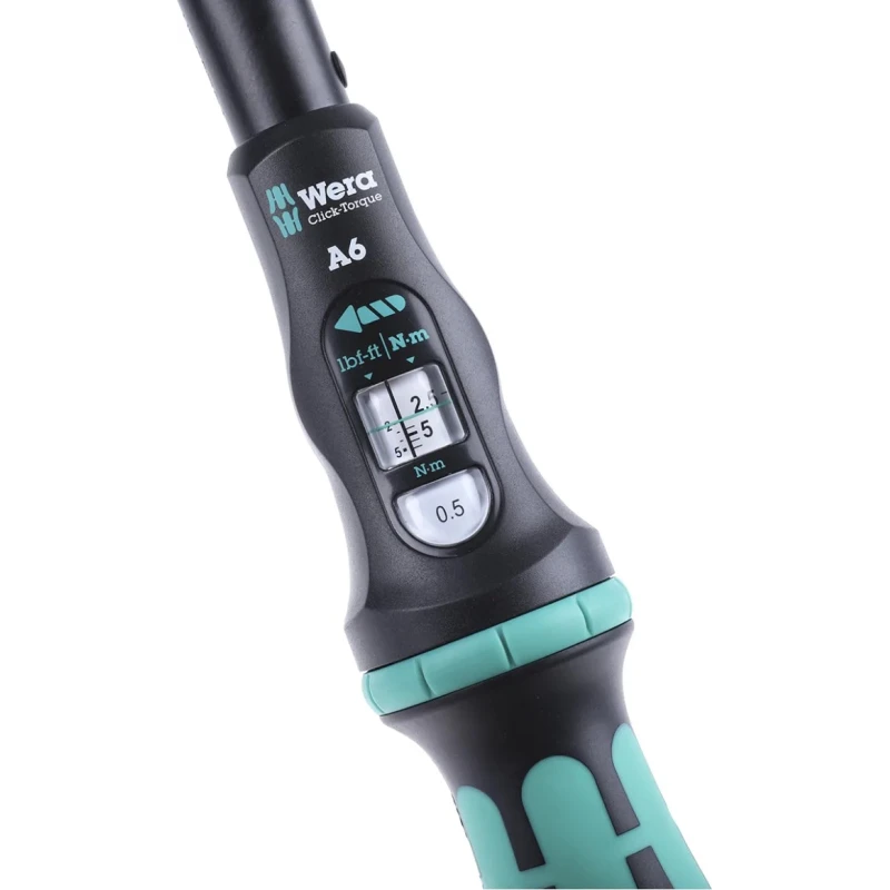 Wera Click Torque Wrench, 2.5 to 25 Nm Torque Range, 1/4 in Hex Drive, 290mm Overall Length, Click-Torque A 6 05075605001