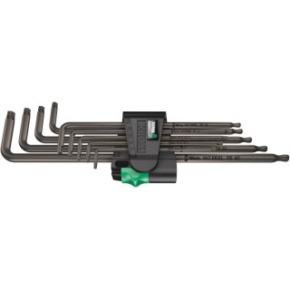 Wera 9-Piece Torx Key Set L Shape Long Arm, Black Laser Finish 05024460001