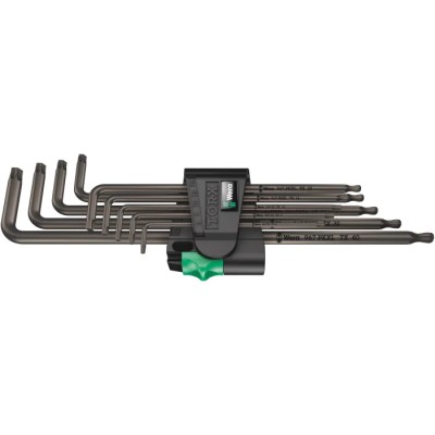 Wera 9-Piece Torx Key Set L Shape Long Arm, Black Laser Finish 05024460001
