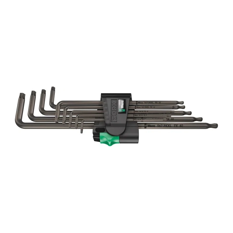 Wera 9-Piece Torx Key Set L Shape Long Arm, Black Laser Finish 05024460001