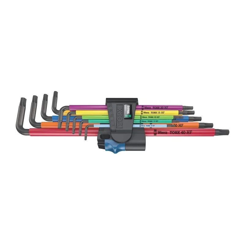Wera 9-Piece Torx Key Set, L Shape, Long Arm, Thermoplastic Handle, Black Laser Finish 05024470001
