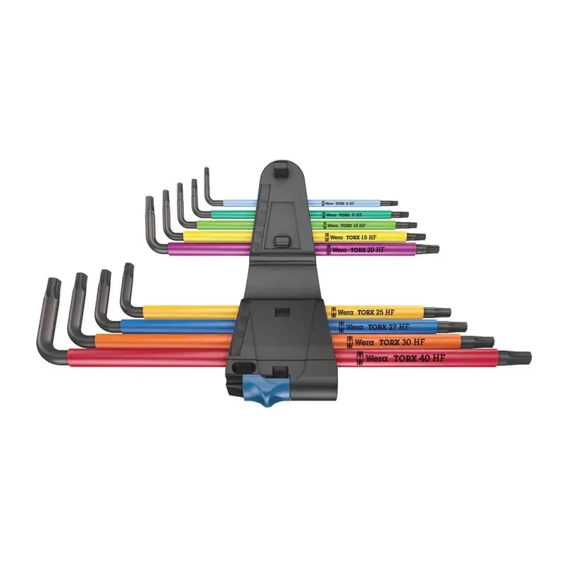 Wera 9-Piece Torx Key Set, L Shape, Long Arm, Thermoplastic Handle, Black Laser Finish 05024470001