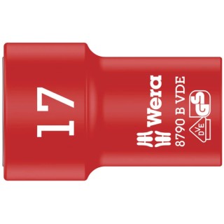 Wera 3/8 in Drive 17 mm 6 Point Hex VDE Insulated Socket 1000V Approved 46mm Overall Length 05004961001