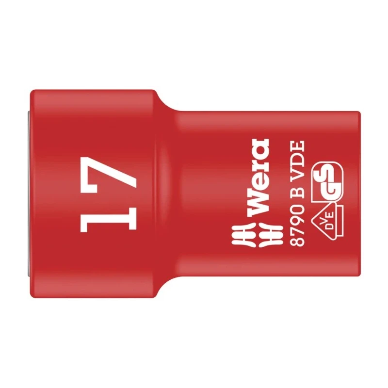 Wera 3/8 in Drive 17 mm 6 Point Hex VDE Insulated Socket 1000V Approved 46mm Overall Length 05004961001