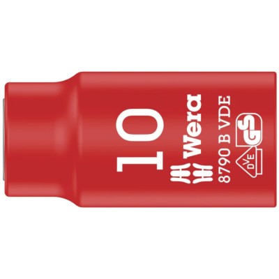 Wera 3/8 in Drive 10 mm 6 Point Hex Insulated Socket VDE 1000V Approved, 46mm Overall Length 05004954001