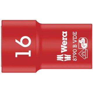 Wera 3/8 in Drive 16 mm 6 Point Hex Insulated Socket VDE 1000V Approved IEC 60900, 46mm Overall Length 05004960001