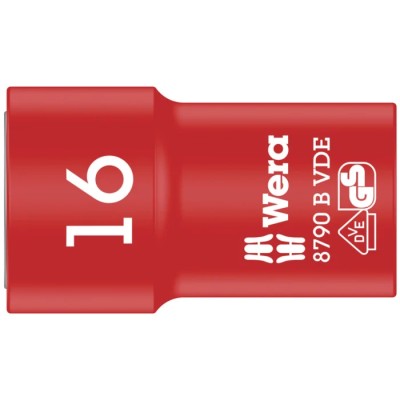 Wera 3/8 in Drive 16 mm 6 Point Hex Insulated Socket VDE 1000V Approved IEC 60900, 46mm Overall Length 05004960001