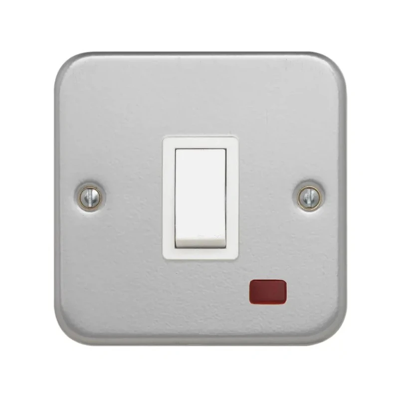 Contactum White 1 Way DP Switch 1 Gang Metal Clad 20A 250V CLA3797