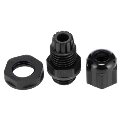 Alpha Wire FIT Wire Management Series Black Polyamide 6 Cable Gland M12 Thread Size 3-6.5 mm PMC12 BK080