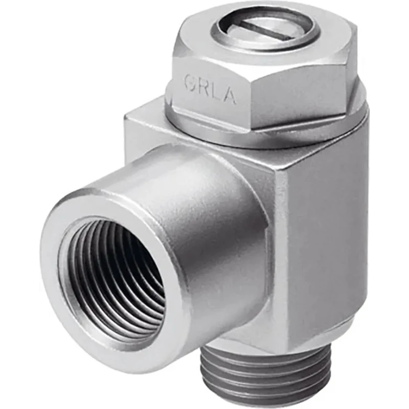 Festo GRLZ Series Flow Controller G 1/8 Inlet Male, Outlet Female & Male Threaded, 1 bar Pressure, RoHS Compliant GRLZ-1/8-B