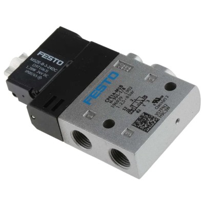 Festo Solenoid Pilot Valve Electric G 1/8 Threaded Push-in Port 24V dc 3/2 8 bar Aluminium Body CPE14-M1BH-3GL-1/8