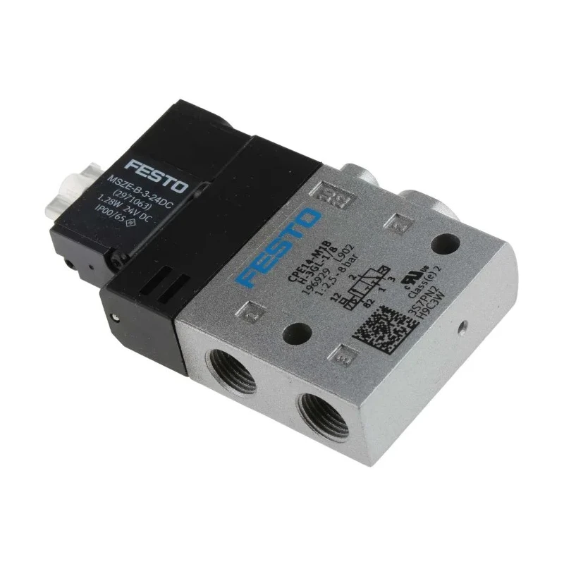 Festo Solenoid Pilot Valve Electric G 1/8 Threaded Push-in Port 24V dc 3/2 8 bar Aluminium Body CPE14-M1BH-3GL-1/8