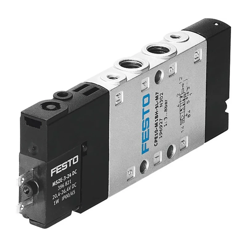 Festo Solenoid Pilot Valve Electric G 1/8 Port Size 24V DC 5/3 Valve Function Aluminium Body CPE14-M1BH-5/3G-1/8