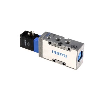 Festo Solenoid Pilot Valve Electric G 5/2 Monostable 1/4 in Port Size 24V DC Aluminum Body MVH-5-1/4-B