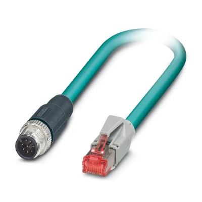 Phoenix Contact VS-M12MS-IP20-94B-LI/3.0 Shielded Cat5 Ethernet Cable 2 Core Blue Polyurethane Jacket 3 m 30V 1403492