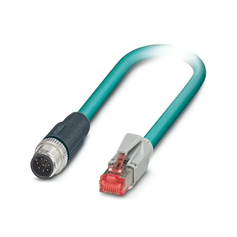 Phoenix Contact VS-M12MS-IP20-94B-LI/3.0 Shielded Cat5 Ethernet Cable 2 Core Blue Polyurethane Jacket 3 m 30V 1403492