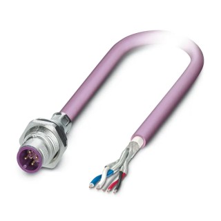 Phoenix Contact Male 5 Way Straight to Unterminated Free End Bus Cable 1m 60V Polyurethane Jacket IP65 IP67 1534436