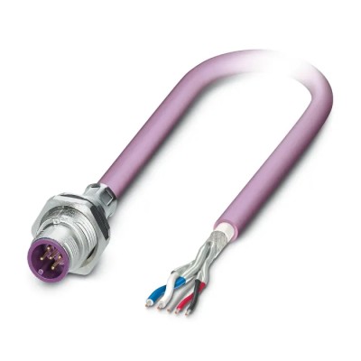 Phoenix Contact Male 5 Way Straight to Unterminated Free End Bus Cable 1m 60V Polyurethane Jacket IP65 IP67 1534436
