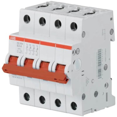 ABB 4-Pole DIN Rail Isolator Switch, 16A, IP40/IP20, 3 Phase, Screw Terminal, SD204 2CDD284101R0016 SD204/16