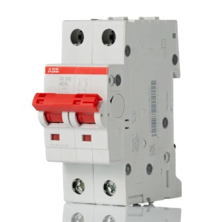 ABB 2-Pole DIN Rail Isolator Switch 40A, IP40/IP20, Screw Terminal, Grey Handle, SD202 Series 2CDD282101R0040 SD202/40