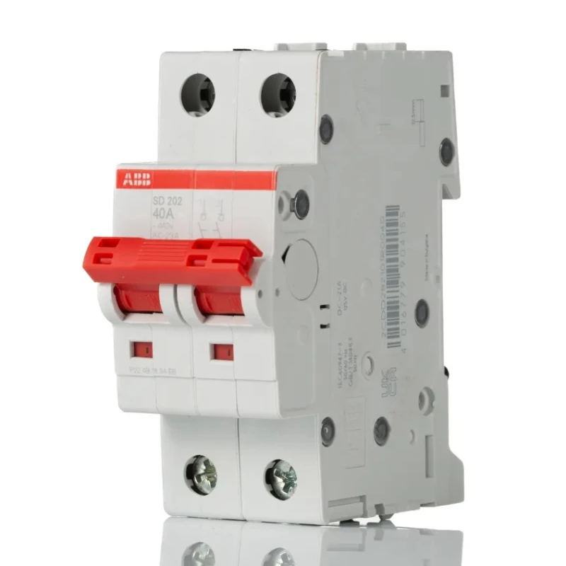 ABB 2-Pole DIN Rail Isolator Switch 40A, IP40/IP20, Screw Terminal, Grey Handle, SD202 Series 2CDD282101R0040 SD202/40
