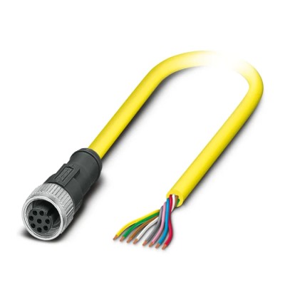 Phoenix Contact Sensor Actuator Cable Female 8 way Straight to 8 way Unterminated, PVC Yellow Jacket, 2 m, 30V 1406105