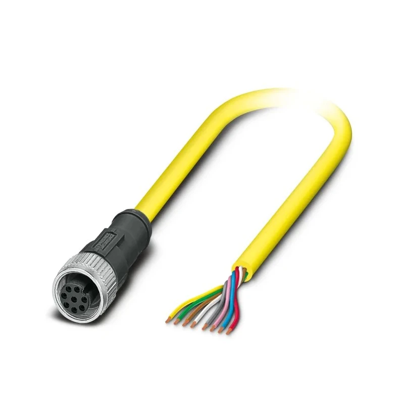Phoenix Contact Sensor Actuator Cable Female 8 way Straight to 8 way Unterminated, PVC Yellow Jacket, 2 m, 30V 1406105