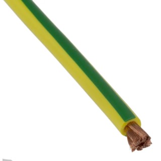 Staubli Green, Yellow Hook Up Wire 1036/0.07 mm Core Strands, 4.8mm Diameter, 1.5kV Voltage, 10m Length 175-7468