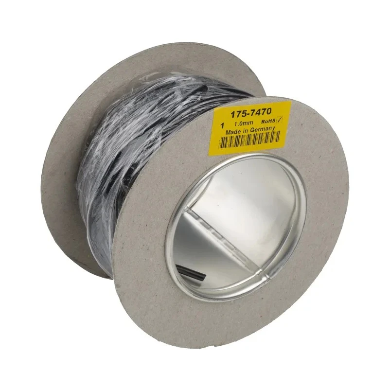 Staubli Black Hook Up Wire 17 AWG 259x0.07 mm Core Strands 25 m 1.5 kV Voltage 70°C Max Operating Temperature 175-7470