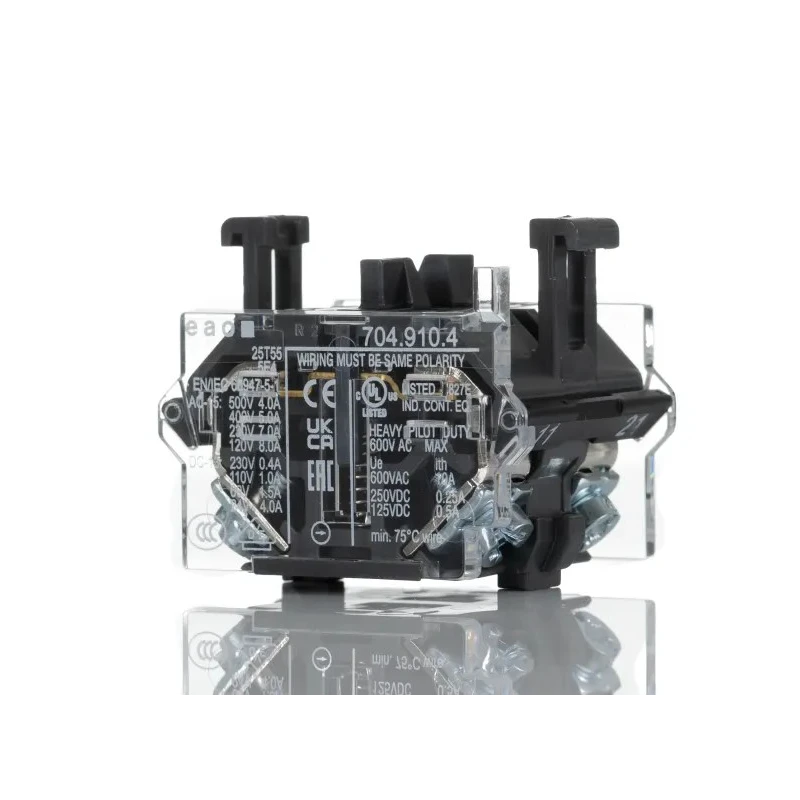 EAO Modular Push Button Contact Block 10A Screw Terminals 500V AC 2 NC 704.910.4