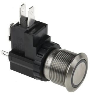 RS PRO Illuminated Push Button Switch Latching Panel Mount 19.1 mm Cutout SPDT White LED IP67 12 V dc 250 V ac 175-8057