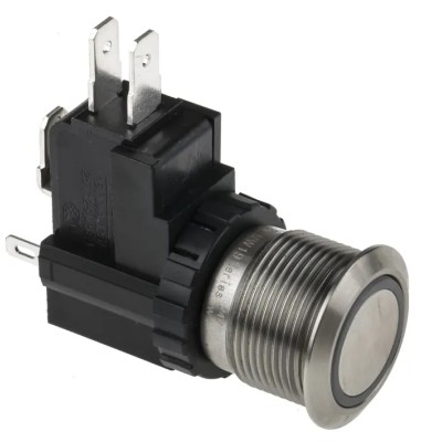 RS PRO Illuminated Push Button Switch Latching Panel Mount 19.1 mm Cutout SPDT White LED IP67 12 V dc 250 V ac 175-8057