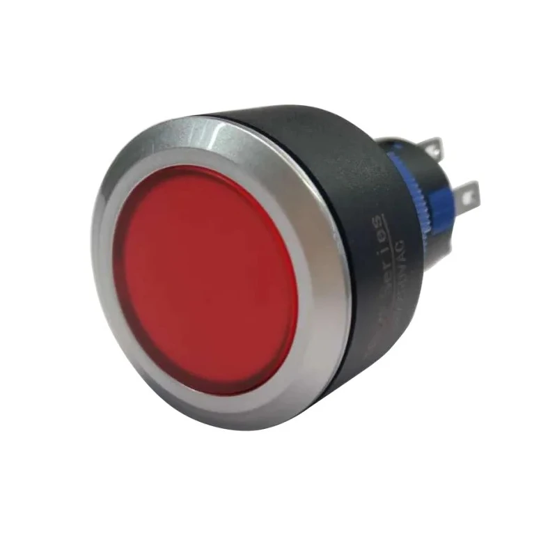 RS PRO Illuminated Push Button Switch Momentary Panel Mount 22.2 mm Cutout SPDT Red LED IP65 250 V AC 175-8224