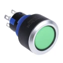 RS PRO Illuminated Momentary Push Button Switch, Panel Mount, 22.2 mm Cutout, SPDT, Green LED, IP65, 250 V AC 175-8231