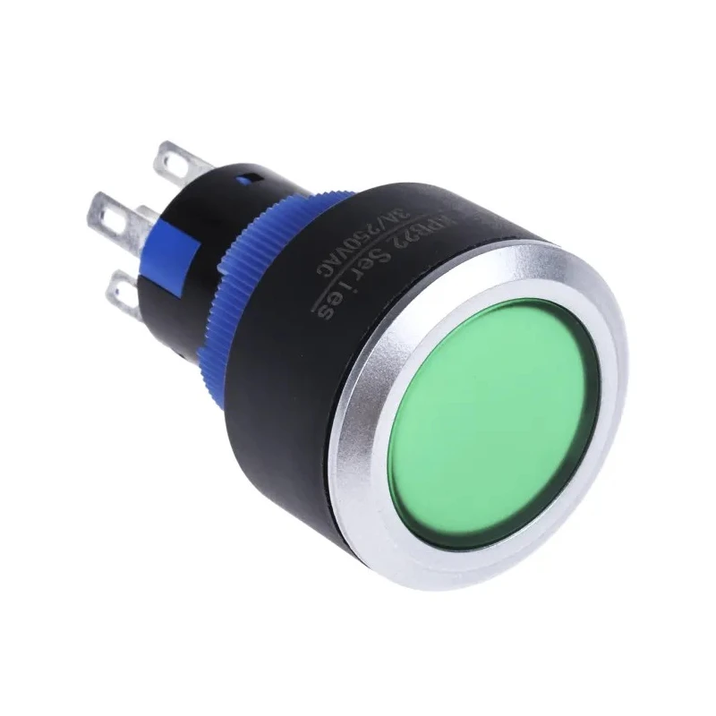 RS PRO Illuminated Momentary Push Button Switch, Panel Mount, 22.2 mm Cutout, SPDT, Green LED, IP65, 250 V AC 175-8231